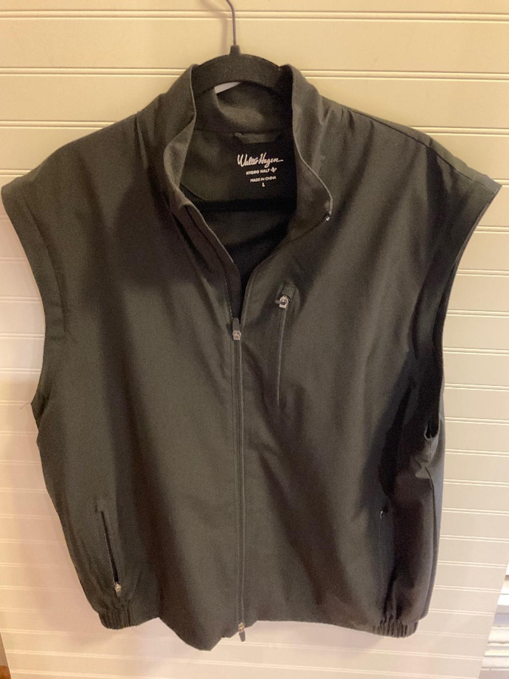 Walter Hagen Hydro Halt Mens Large Black Golf Rain Windbreaker Jacket Vest